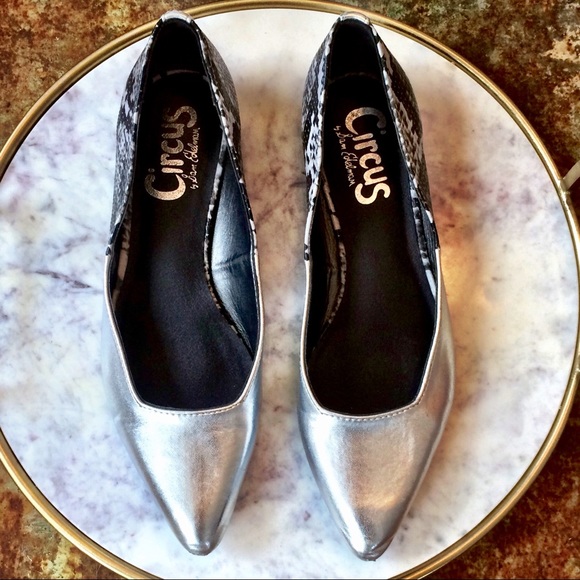 Circus by Sam Edelman silver and snakeskin flats. - Picture 2 of 8